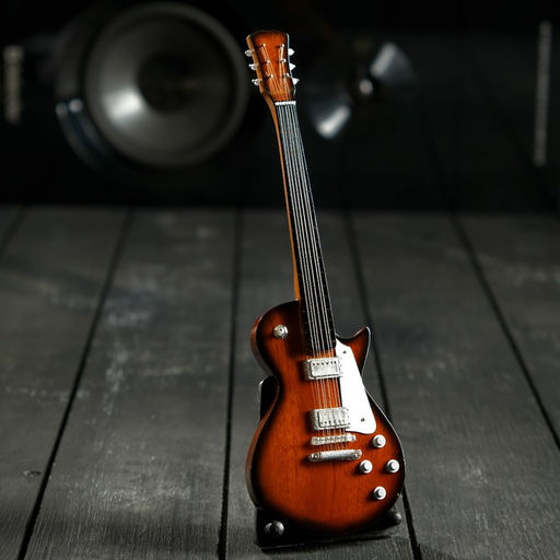 Гитара сувенирная Les Paul, на подставке, 24×8×2 см, коричнево-белая