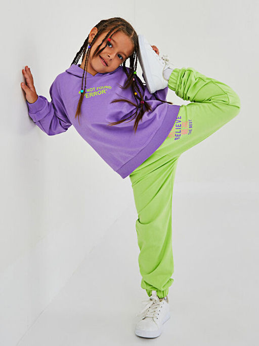 Kap??onlu Bask?l? Uzun Kollu K?z ?ocuk Sweatshirt - Waikiki фото 2