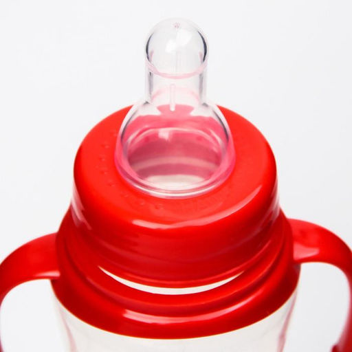 Бутылочка для кормления M&B, классическое горло, с ручками, от 0 мес., 250 мл., приталенная, МИКС