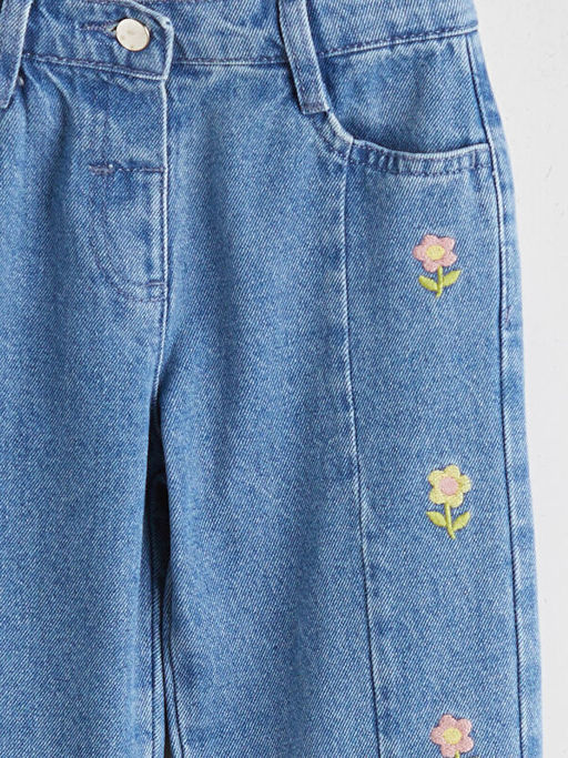 ?i?ekli K?z ?ocuk Jean Pantolon