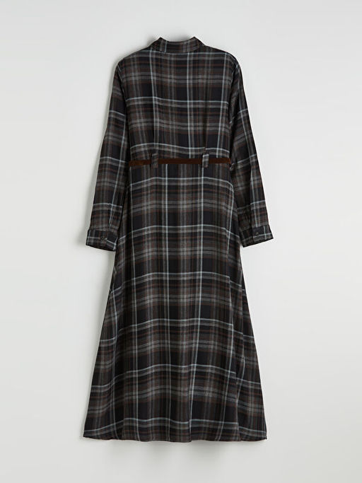 Beli Kemerli Ekose G?mlek Elbise