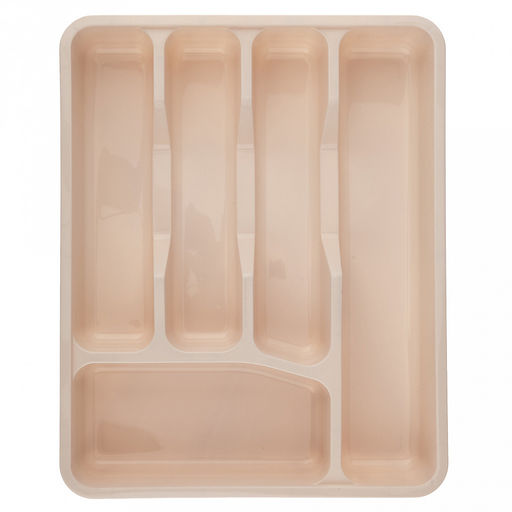 Лоток для столовых приборов пластмассовый 34х27х5см, молочный (Россия)