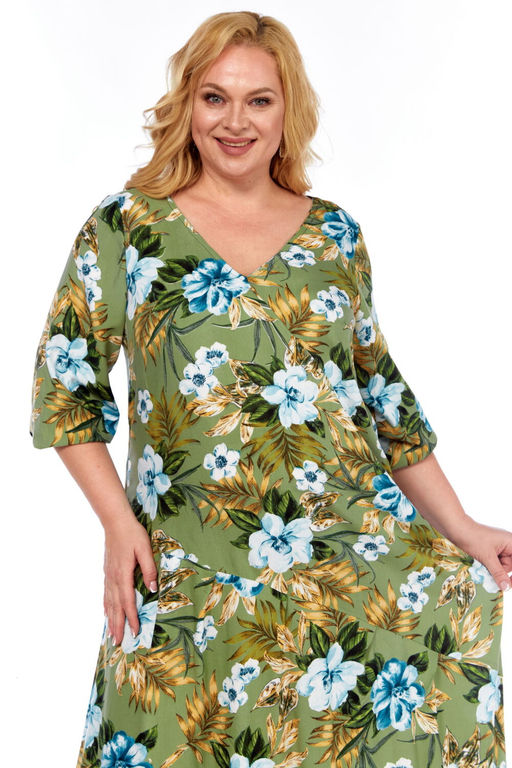 Платье Celentano 5048 оливково-зеленый цветочный принт фото 3