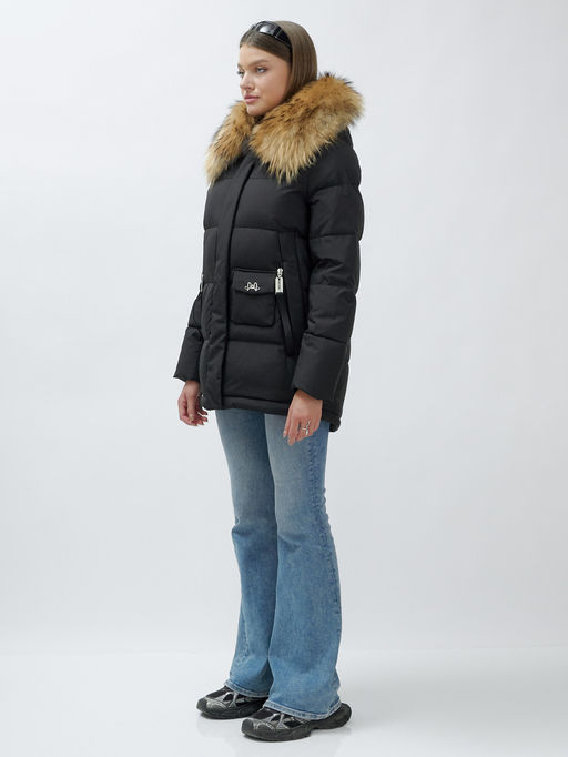 Куртка Бренд Visdeer ПРЕМИУМ КЛАССА зимняя с мехом ЕНОТА, черного цвета - Mtforce фото 3