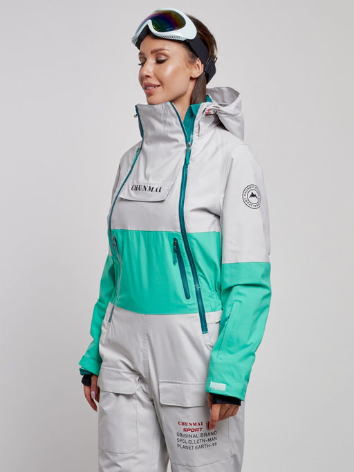 Горнолыжный комбинезон женский зимний зеленого цвета 2320Z