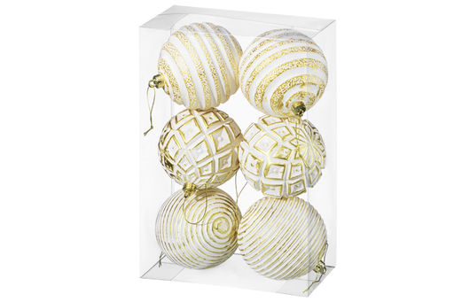 Набор 6 новогодних шаров 9,5*9,5 см Золотой винтаж шампань с эффектом старины - Elan gallery фото 13