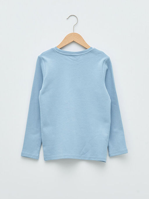 Bisiklet Yaka Bask?l? Uzun Kollu Pamuklu Erkek ?ocuk Ti??rt - Waikiki фото 2