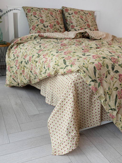 Комплект постельного белья 1,5-спальный зелёный бязь