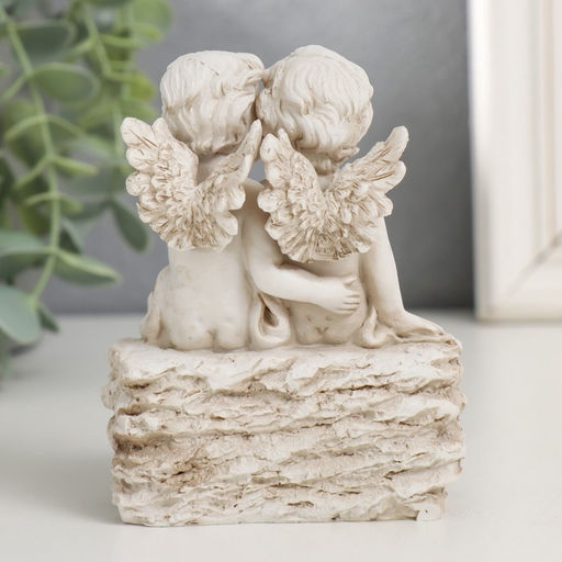 Фигурка полистоун Ангелы на камешке, 10.5?7.5?8.5 см