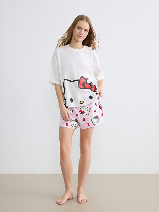 Hello Kitty Bask?l? Kad?n ?ortlu Pijama Tak?m?