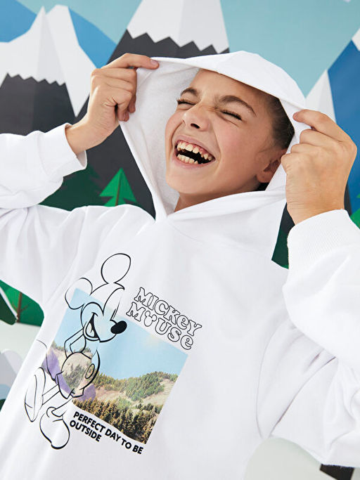 Kap??onlu Mickey Mouse Bask?l? Uzun Kollu K?z ?ocuk Sweatshirt - Waikiki фото 2