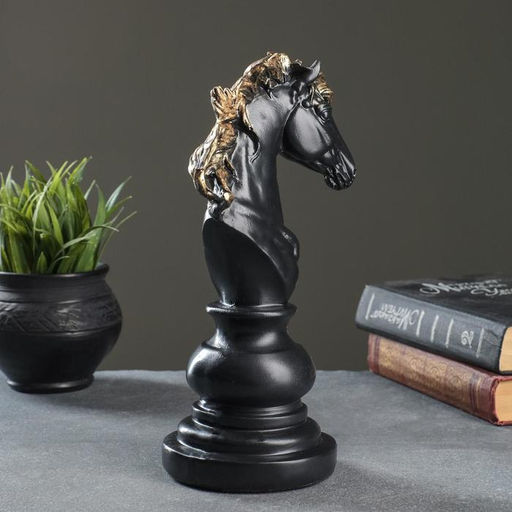 Фигурка полистоун «Конь», чёрный, 11×14×26 см