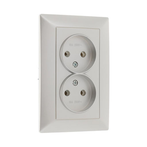 Розетка Luazon Lighting «Антей», 10 А, скрытая, IP20, двухместная, без заземления, серебристая