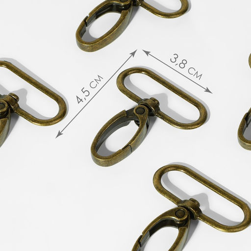 Карабин металлический, 45 38 мм / 32 2,7 мм, 10 шт, цвет бронзовый