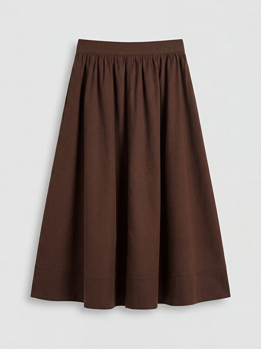 Y?ksek Bel B?zg?l? Poplin Klo? Etek