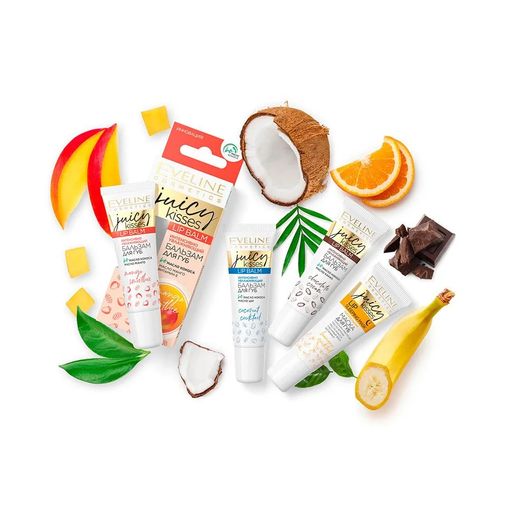 Eveline ИНТЕНСИВНЫЙ УВЛАЖНЯЮЩИЙ БАЛЬЗАМ ДЛЯ ГУБ COCONUT COCKTAIL серии JUICY KISSES, 12мл  фото 5