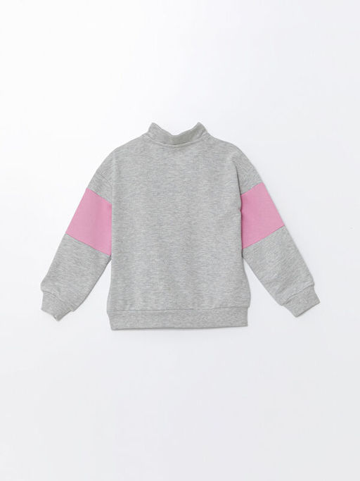 Dik Yaka Bask?l? Uzun Kollu K?z ?ocuk Sweatshirt - Waikiki фото 3