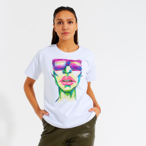 Футболка женская MINAKU Girl, белая, размер 46