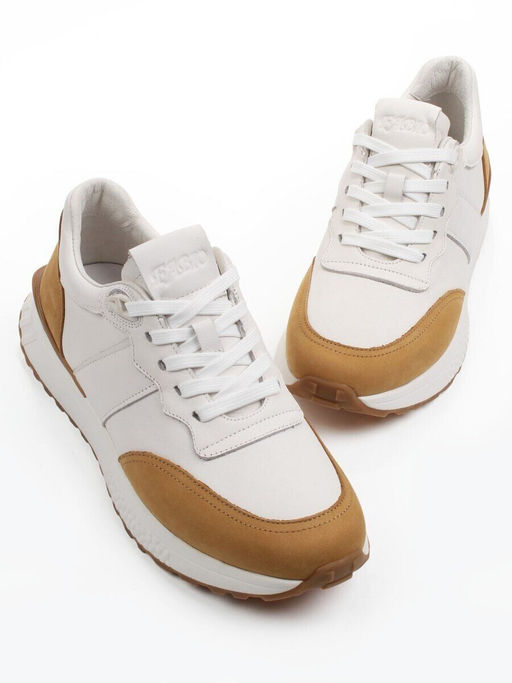 03-H90996-A6 WHITE /LT. BROWN Кроссовки мужские (натуральная кожа, нубук) - Фабричный китай фото 5
