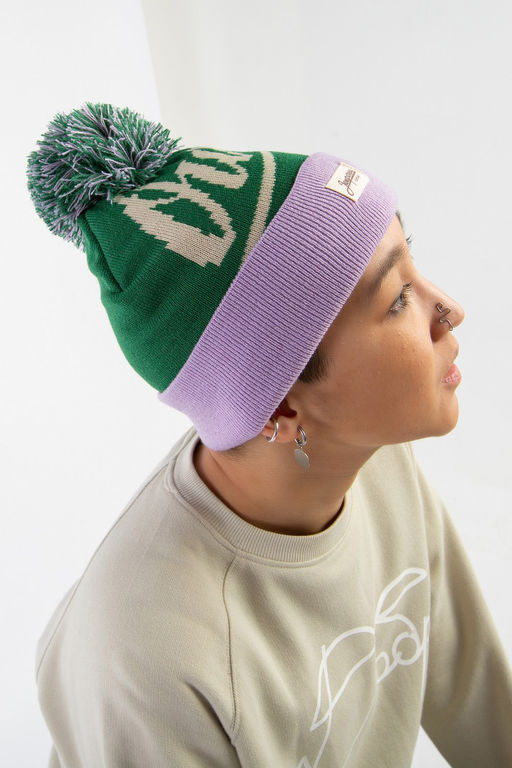 Шапка ЗАПОРОЖЕЦ Ogon Pumpon/Огонь Помпон GREEN/PURPLE