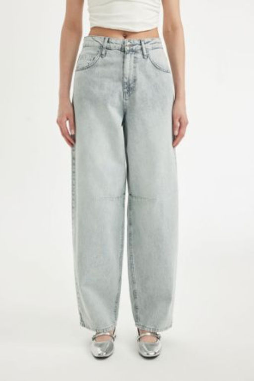 Baggy Fit Yuksek Bel Uzun Jean Y?kamal? Pantolon