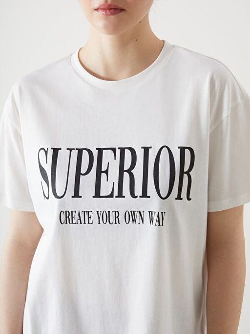 Bisiklet Yaka Bask?l? Kad?n Spor Ti??rt