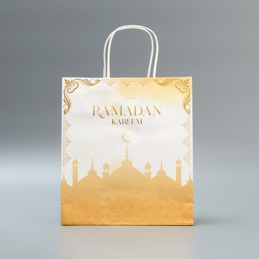 Цена за 2 шт. Пакет подарочный крафтовый «Рамадан», Ramadan kareem, 22×25×12 см