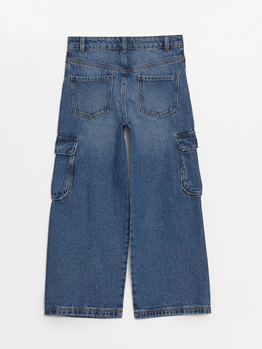 Beli Lastikli Wideleg K?z ?ocuk Kargo Jean Pantolon - Waikiki фото 2