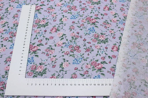 Ситец Цветущие розочки цв.сиренево-голубой, ш.0.8м, хлопок-100%, 85гр/м.кв - Купава фото 7