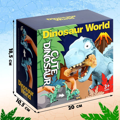 Динозавр «Рекс», с косточкой, работает от батареек, свет и звук, цвет синий