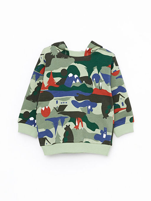 Kap??onlu Uzun Kollu Bask?l? Erkek Bebek Sweatshirt ve E?ofman Alt 2li Tak?m - Waikiki фото 3