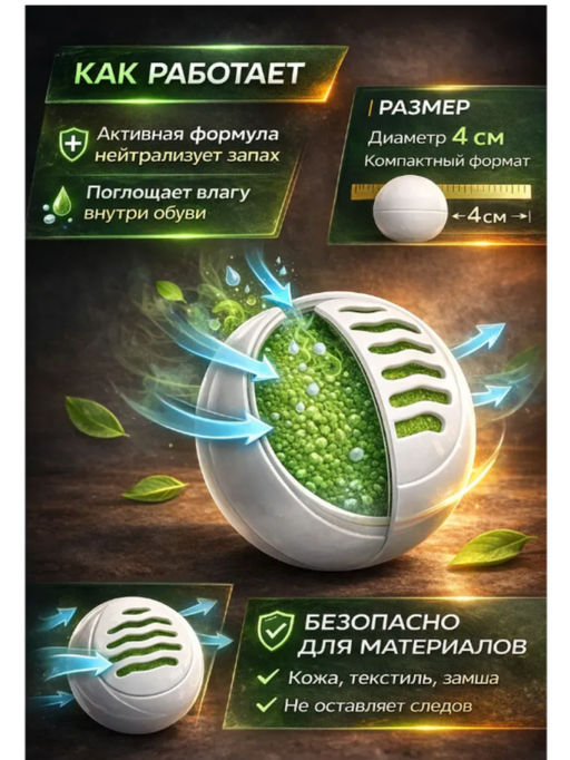 Дезодорант для обуви, шарики от запаха, 6 шт