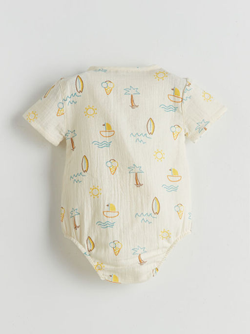 Bask?l? Erkek Bebek ??t??tl? Body ve ?ort 2li