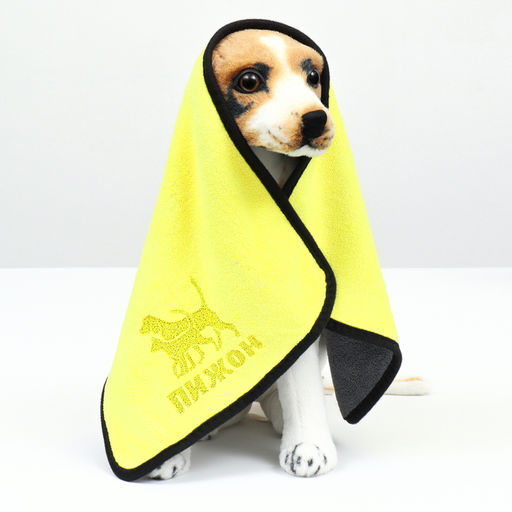 Полотенце для животных супервпитывающее, среднее, 400 г/м, 30 х 60 см, жёлтое - Пижон фото 12