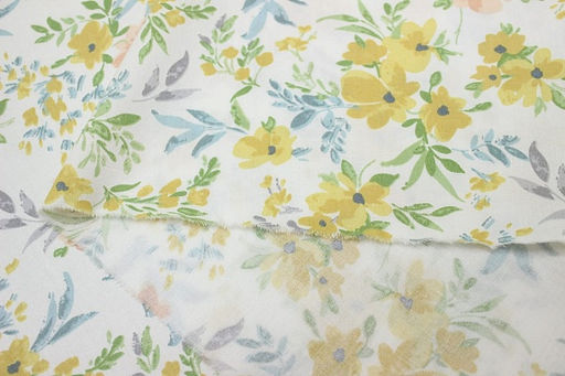 Сатин Лиат - горчичные цветы, (комп), ш.2.35м, хлопок-100%, 110гр/м.кв - Купава фото 5