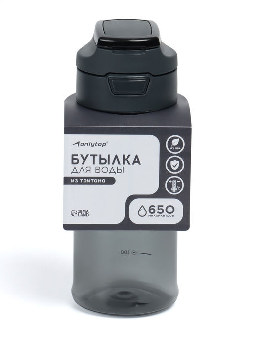 Бутылка для воды Onlytop, 650 мл, чёрная