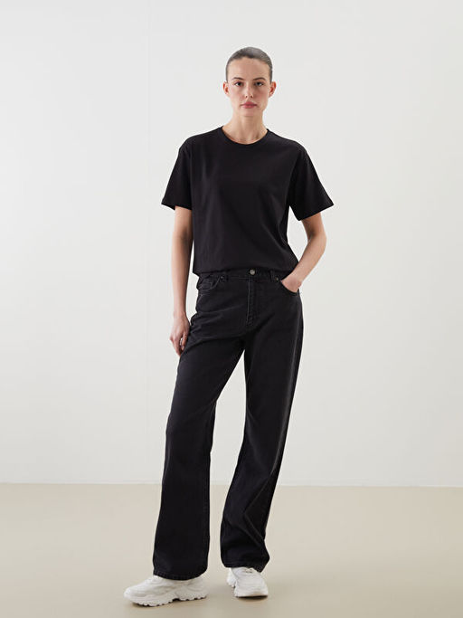 Bisiklet Yaka Bask?l? Kad?n Ti??rt