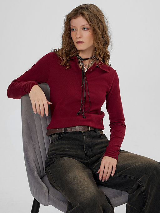 Поло женское бордовое - Mark formelle фото 6