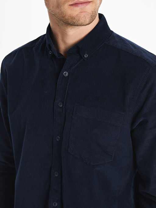 Regular Fit Uzun Kollu Kadife Erkek G?mlek