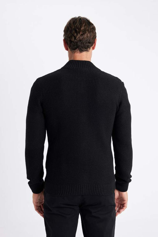 Вафельный кардиган стандартной посадки с водолазкой - Defacto фото 6