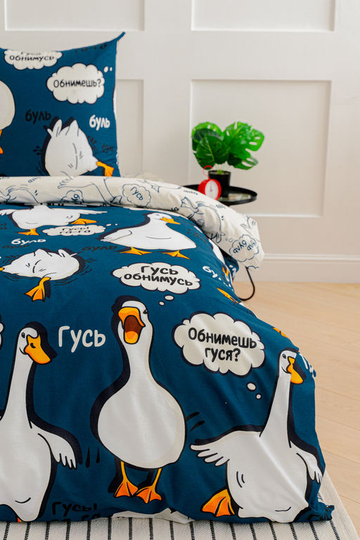 КПБ Павлинка Гусь обнимусь (синий) бязь - Протекс фото 4