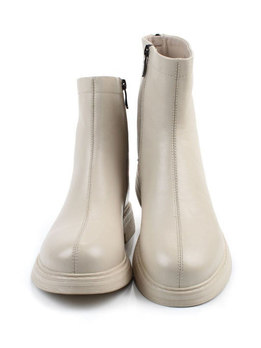 01-XKL21-225DR BEIGE Ботинки демисезонные женские (натуральная кожа, байка)