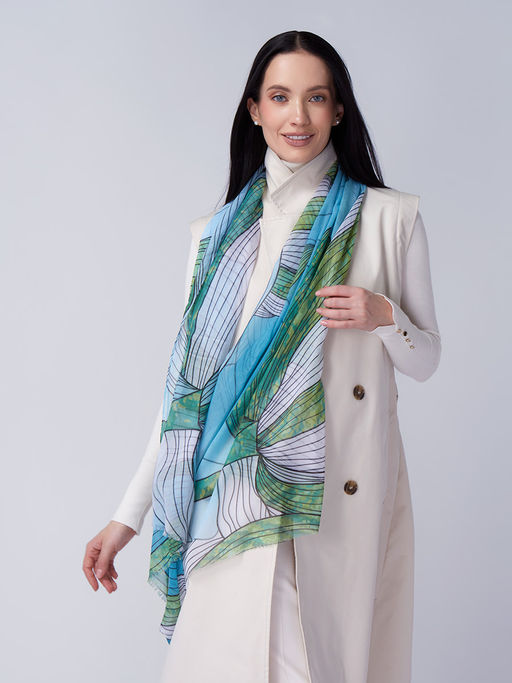 Большой мягкий очень нежный двусторонний палантин в стиле арт-деко - Tantino фото 13