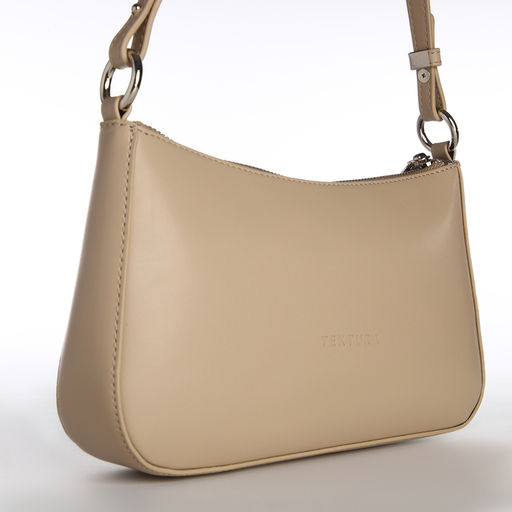 Сумка женская багет TEXTURA на молнии, 21×6×13 см, бежевая