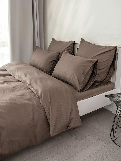 Пододеяльник сатин-страйп 175x210 коричневый сатин - Denastia фото 6