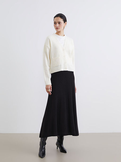 Beli Lastikli Kendinden Desenli Klo? Triko Etek