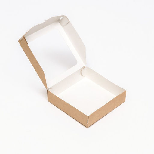 Цена за 20 шт. Коробка складная, с окном, крафт, 15 х 15 х 4 см
