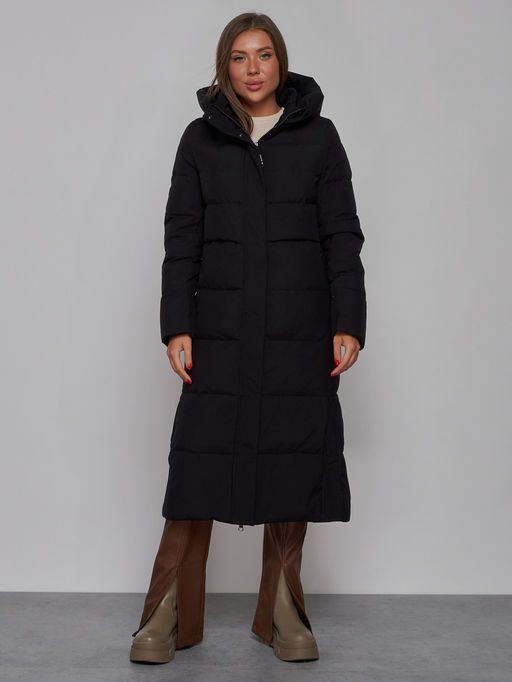 Пальто утепленное молодежное зимнее женское черного цвета 52382Ch - Holdluck фото 2