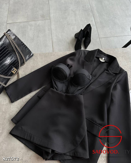 Классический костюм двойка пиджак + юбка-шорты