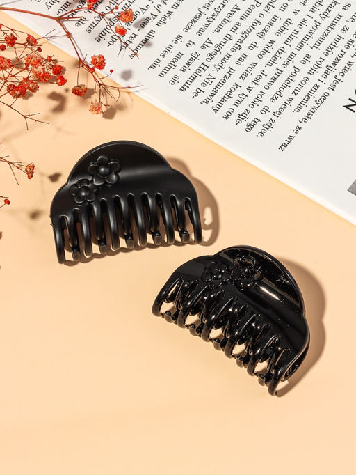 Цена за 12 шт. Крабик для волос «Ночка», два цветка, 6.8 см, матовый и глянец, МИКС